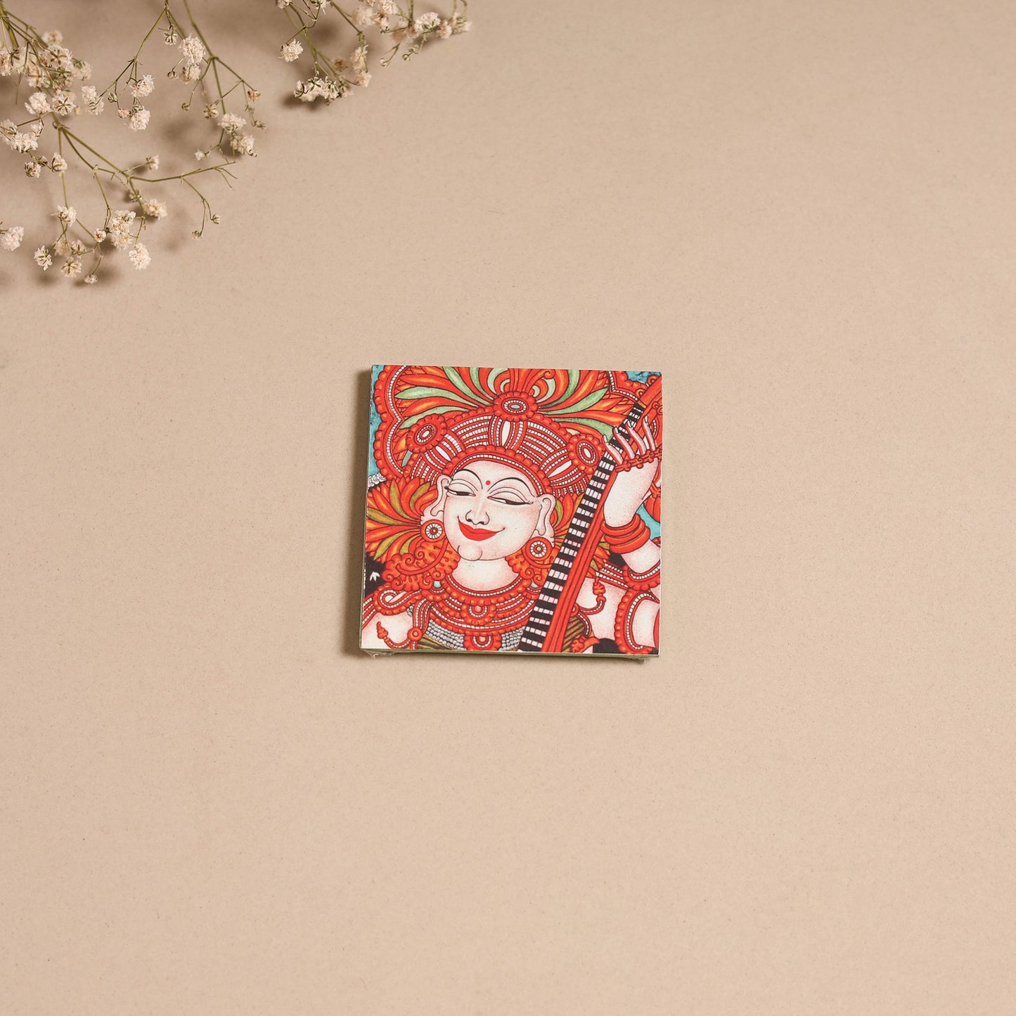 Kerala mural handpainted wooden fridge magnet 10