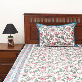 Sanganeri Hand Block Print Cotton Double Bedsheet Set (108 x 90 in) 02