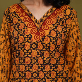 Orange - natural dyed cotton straight bagh kurta 06