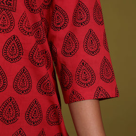 Red - natural dyed cotton straight bagh kurta 03