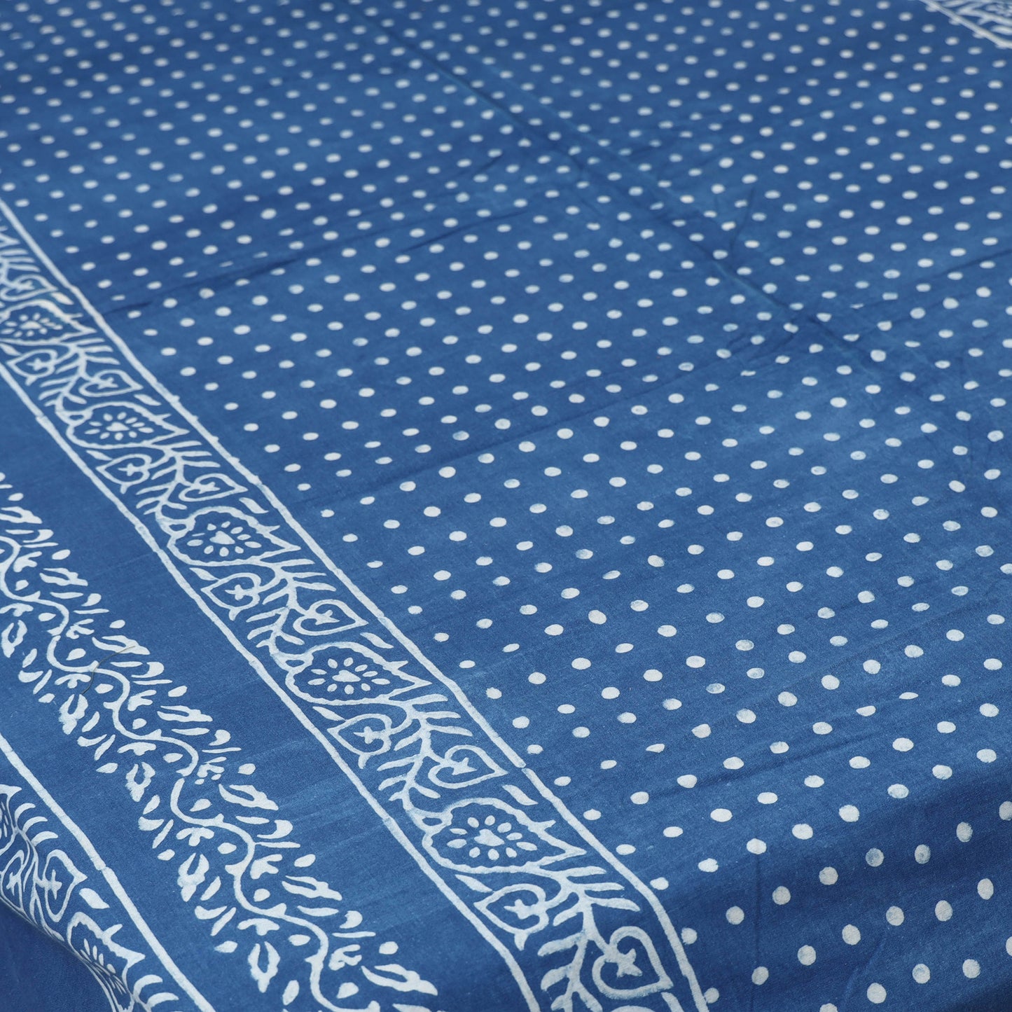 Blue - Hand Block Print Jhiri Pure Handloom Natural Dyed Cotton Single Akola Bedsheet Set (90 x 60 in) 02