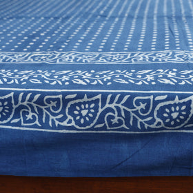 Blue - Hand Block Print Jhiri Pure Handloom Natural Dyed Cotton Single Akola Bedsheet Set (90 x 60 in) 02