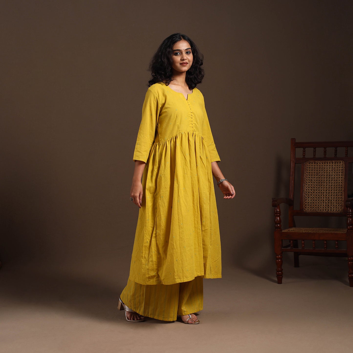 Yellow - cotton jacquard kurta set (set of 2) 09