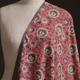 Peach - Ajrakh Vanaspati Hand Block Print Natural Dyed Cotton Fabric 01