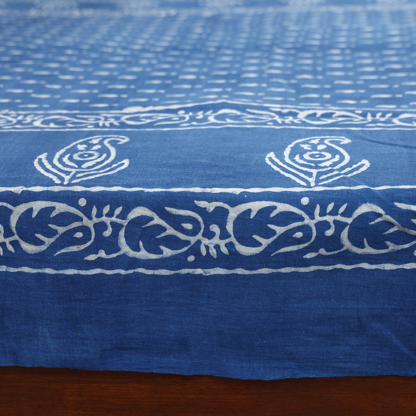 Blue - Hand Block Print Jhiri Pure Handloom Natural Dyed Cotton Single Akola Bedsheet Set (90 x 60 in) 03
