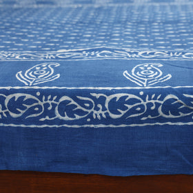 Blue - Hand Block Print Jhiri Pure Handloom Natural Dyed Cotton Single Akola Bedsheet Set (90 x 60 in) 03