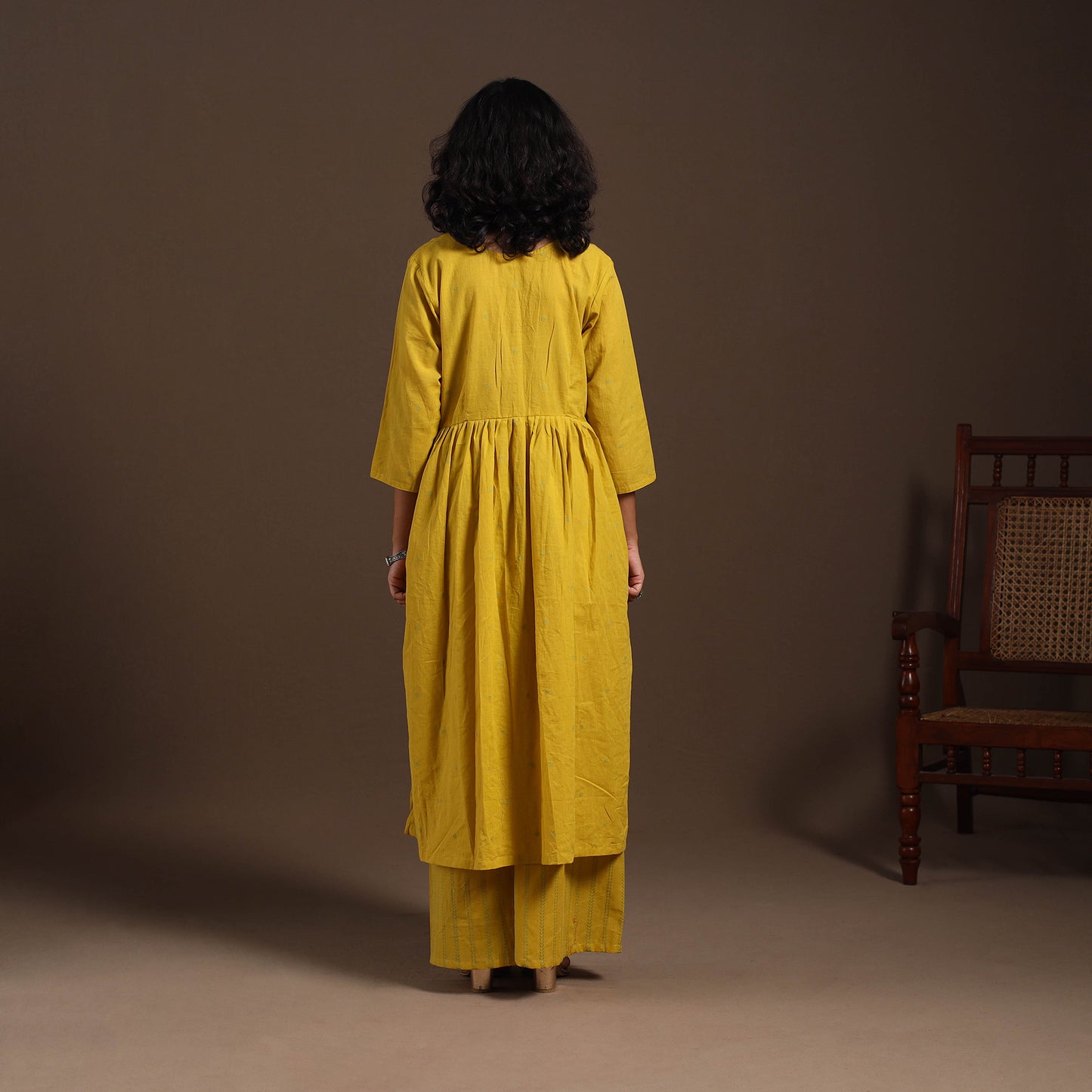 Yellow - cotton jacquard kurta set (set of 2) 09