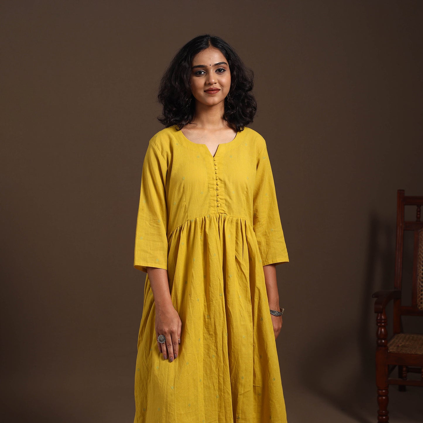 Yellow - cotton jacquard kurta set (set of 2) 09