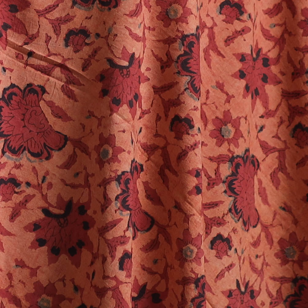 Red - Ajrakh Vanaspati Hand Block Print Natural Dyed Cotton Fabric 02