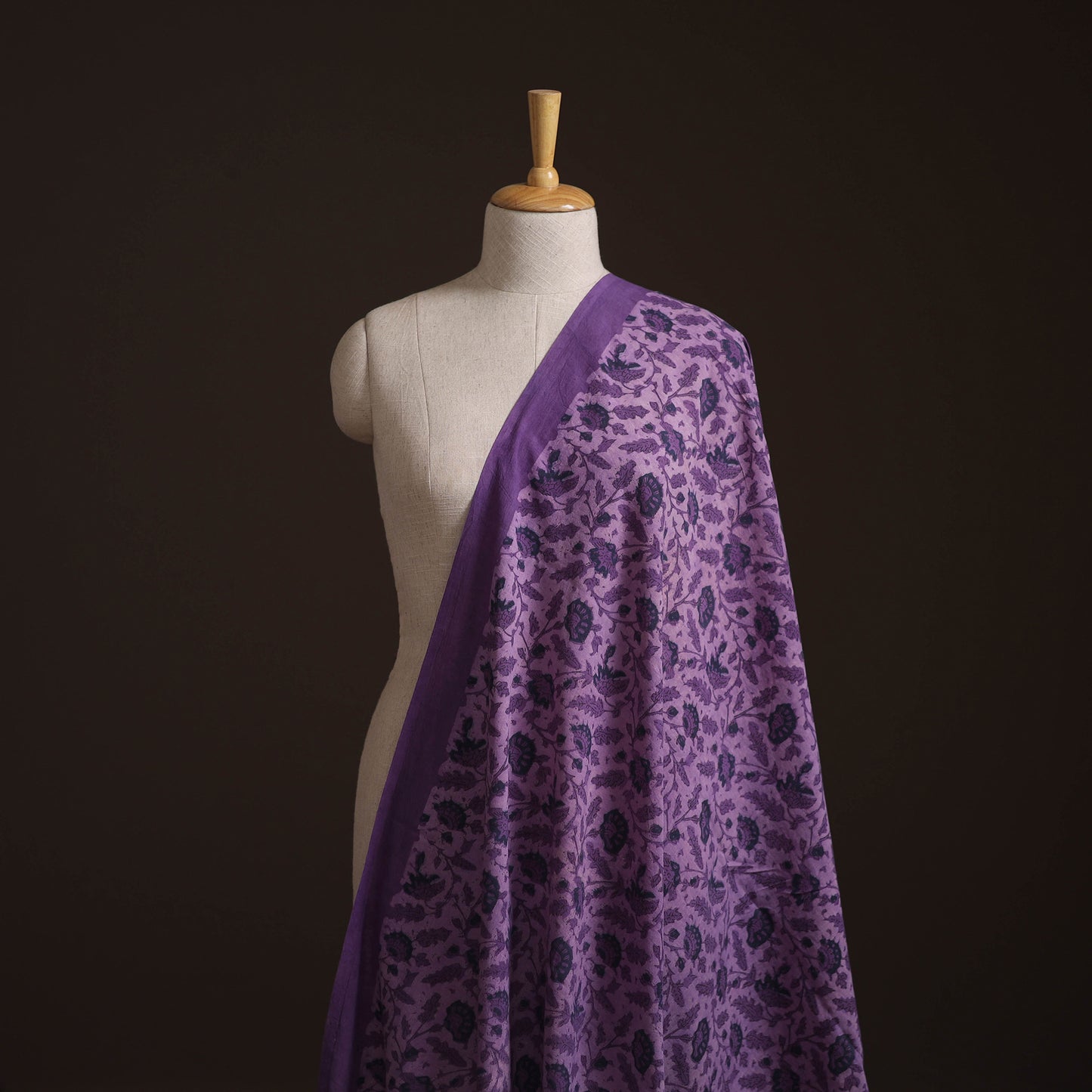 Purple - Ajrakh Vanaspati Hand Block Print Natural Dyed Cotton Fabric 03