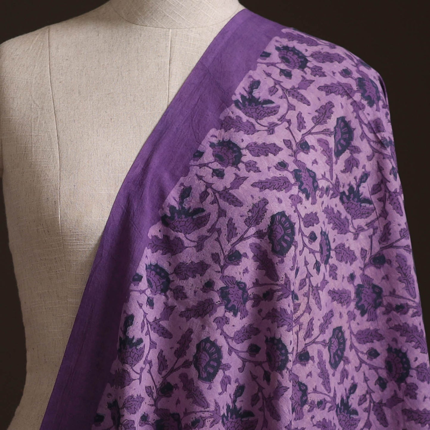 Purple - Ajrakh Vanaspati Hand Block Print Natural Dyed Cotton Fabric 03