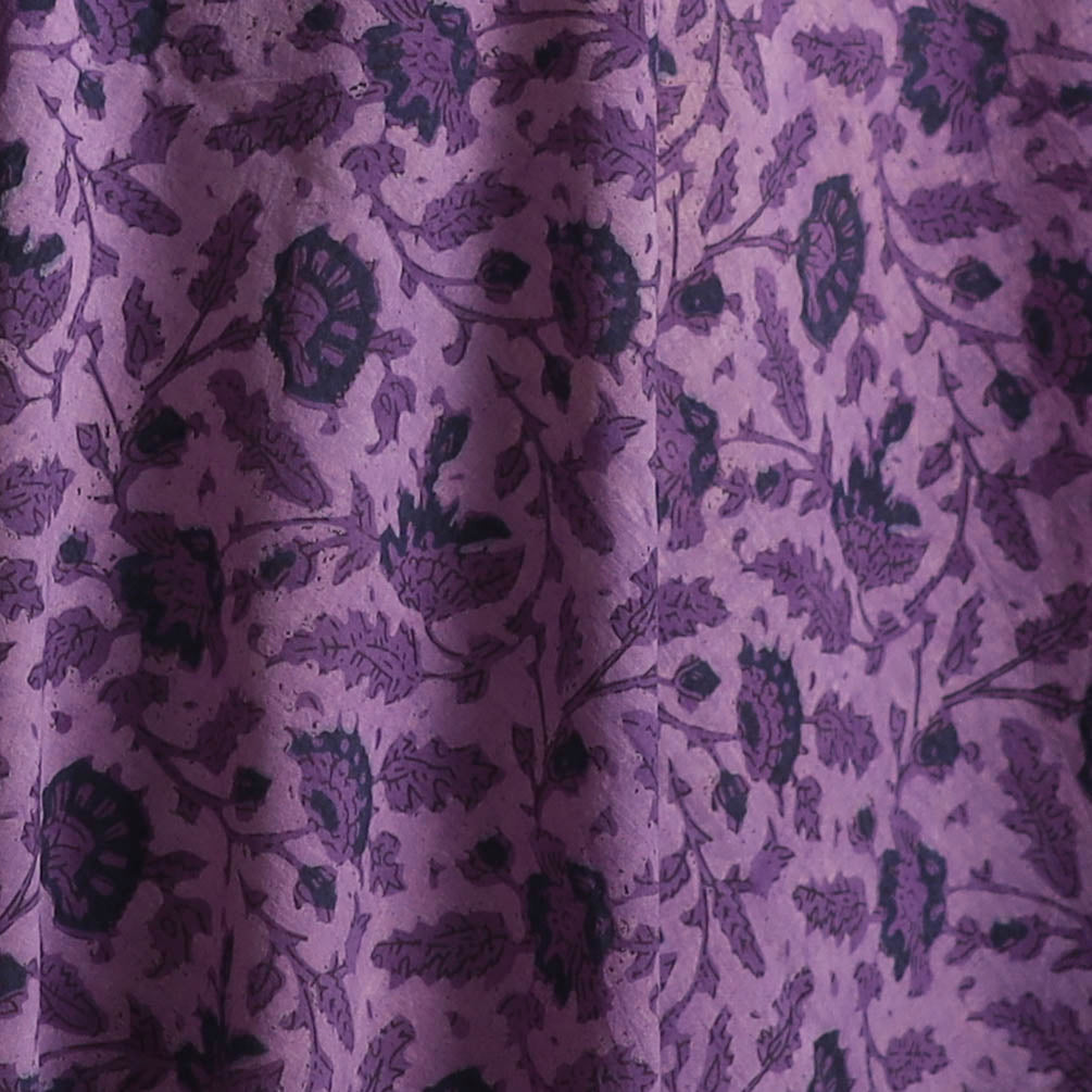 Purple - Ajrakh Vanaspati Hand Block Print Natural Dyed Cotton Fabric 03
