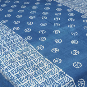 Blue - Hand Block Print Jhiri Pure Handloom Natural Dyed Cotton Single Akola Bedsheet Set (90 x 60 in) 05