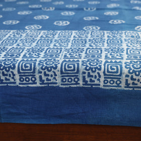 Blue - Hand Block Print Jhiri Pure Handloom Natural Dyed Cotton Single Akola Bedsheet Set (90 x 60 in) 05