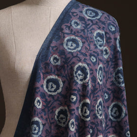 Blue - Ajrakh Vanaspati Hand Block Print Natural Dyed Cotton Fabric 04