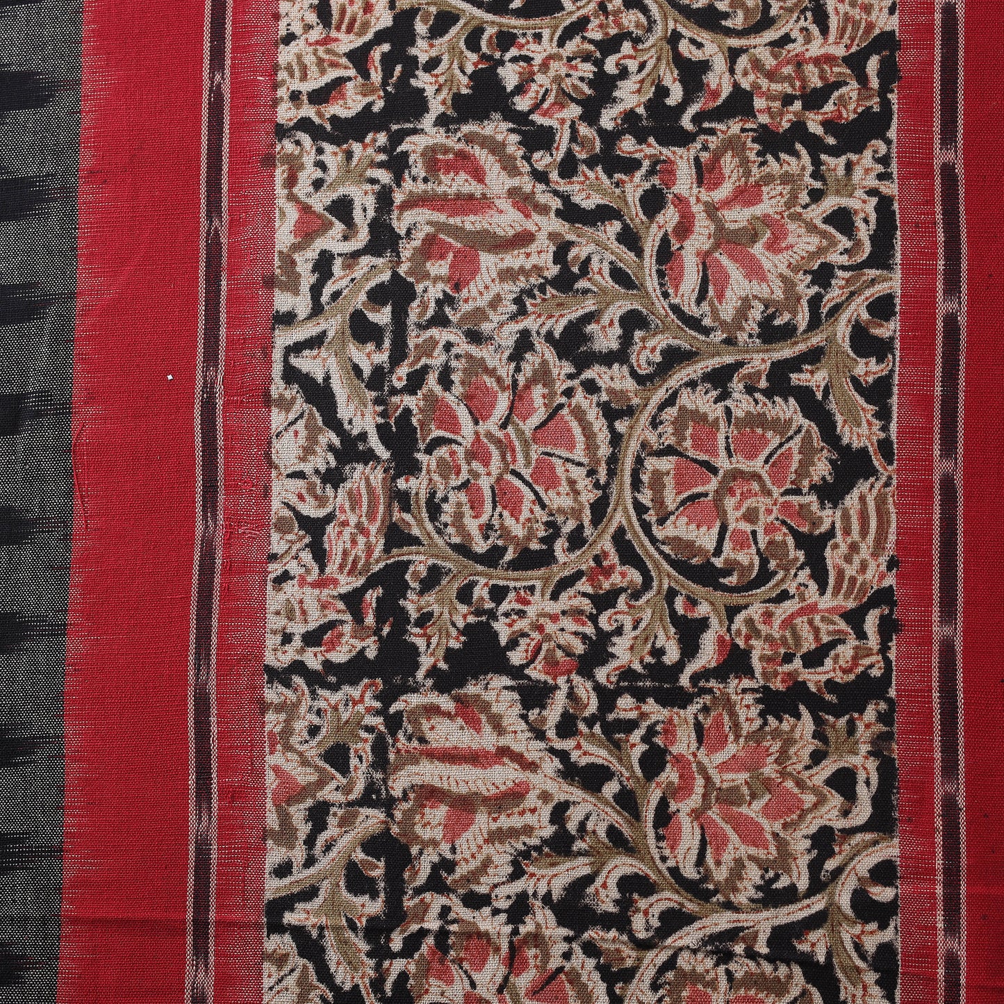 Pochampally Ikat Cotton Fabric with Kalamkari Border 03