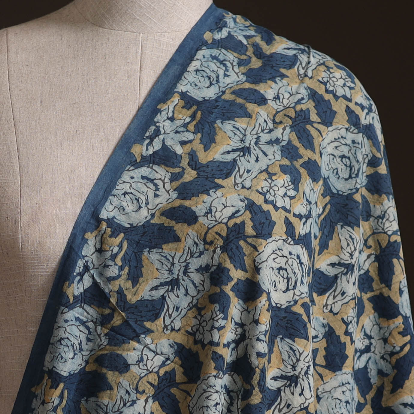 Multicolor - Ajrakh Vanaspati Hand Block Print Natural Dyed Cotton Fabric 07