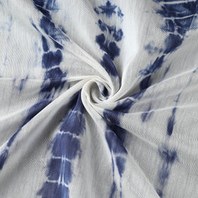 Blue  Shibori Tie-Dye Chanderi Silk Handloom Fabric 
