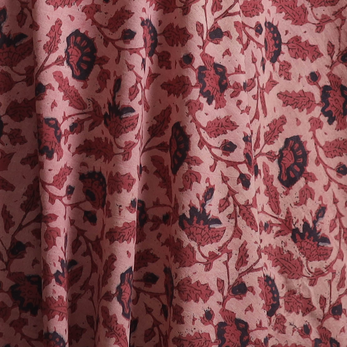 Peach - Ajrakh Vanaspati Hand Block Print Natural Dyed Cotton Fabric 08