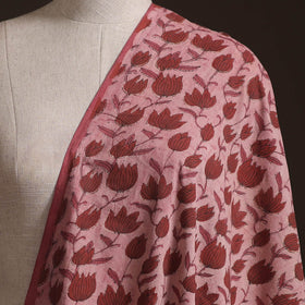 Peach - Ajrakh Vanaspati Hand Block Print Natural Dyed Cotton Fabric 09
