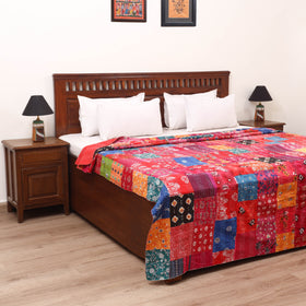 Red - Khambadiya Tagai Patchwork Quilt / Gudri / Blanket 05