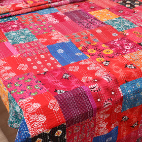 Red - Khambadiya Tagai Patchwork Quilt / Gudri / Blanket 05