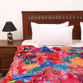 Red - Khambadiya Tagai Patchwork Quilt / Gudri / Blanket 05