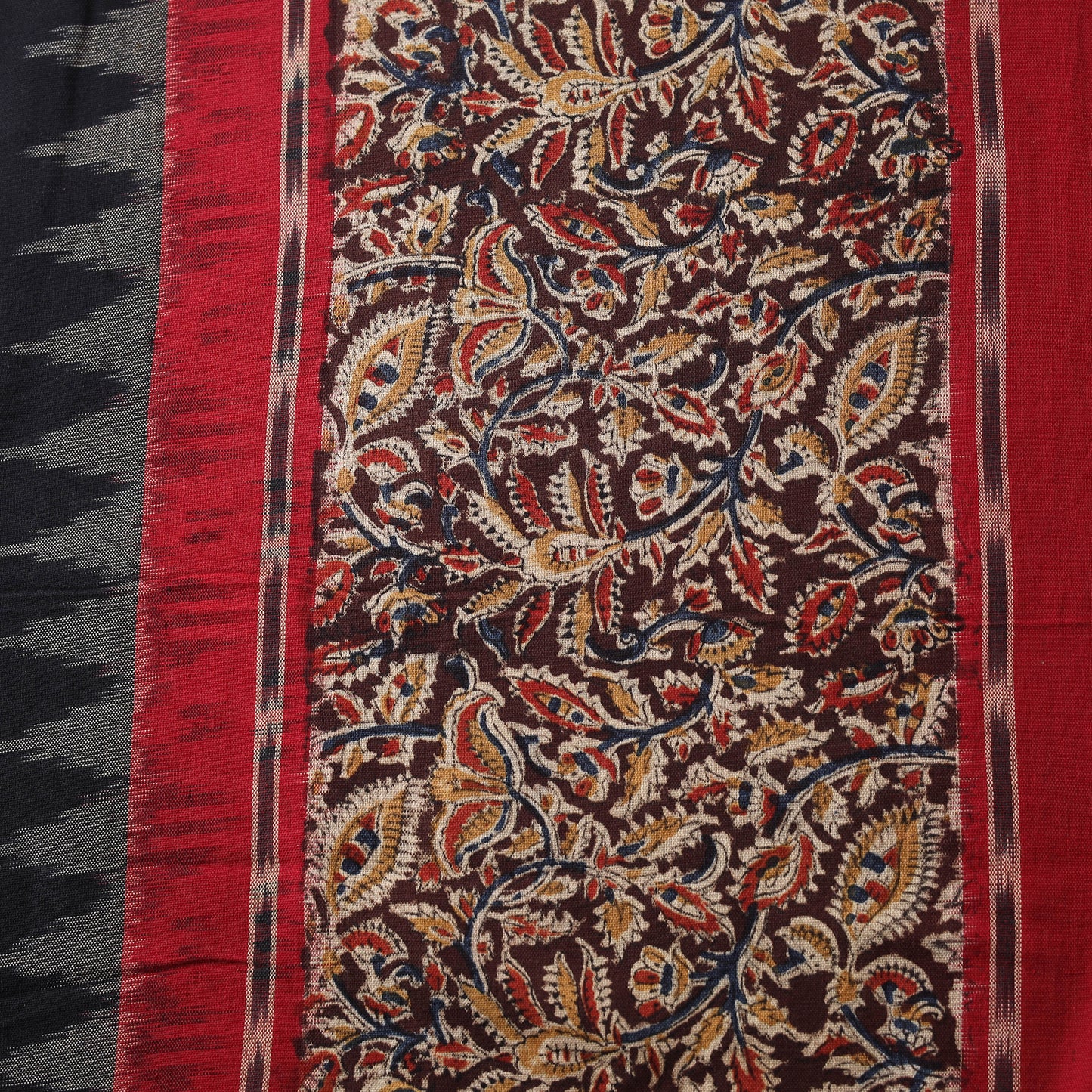 Pochampally Ikat Cotton Fabric with Kalamkari Border 10