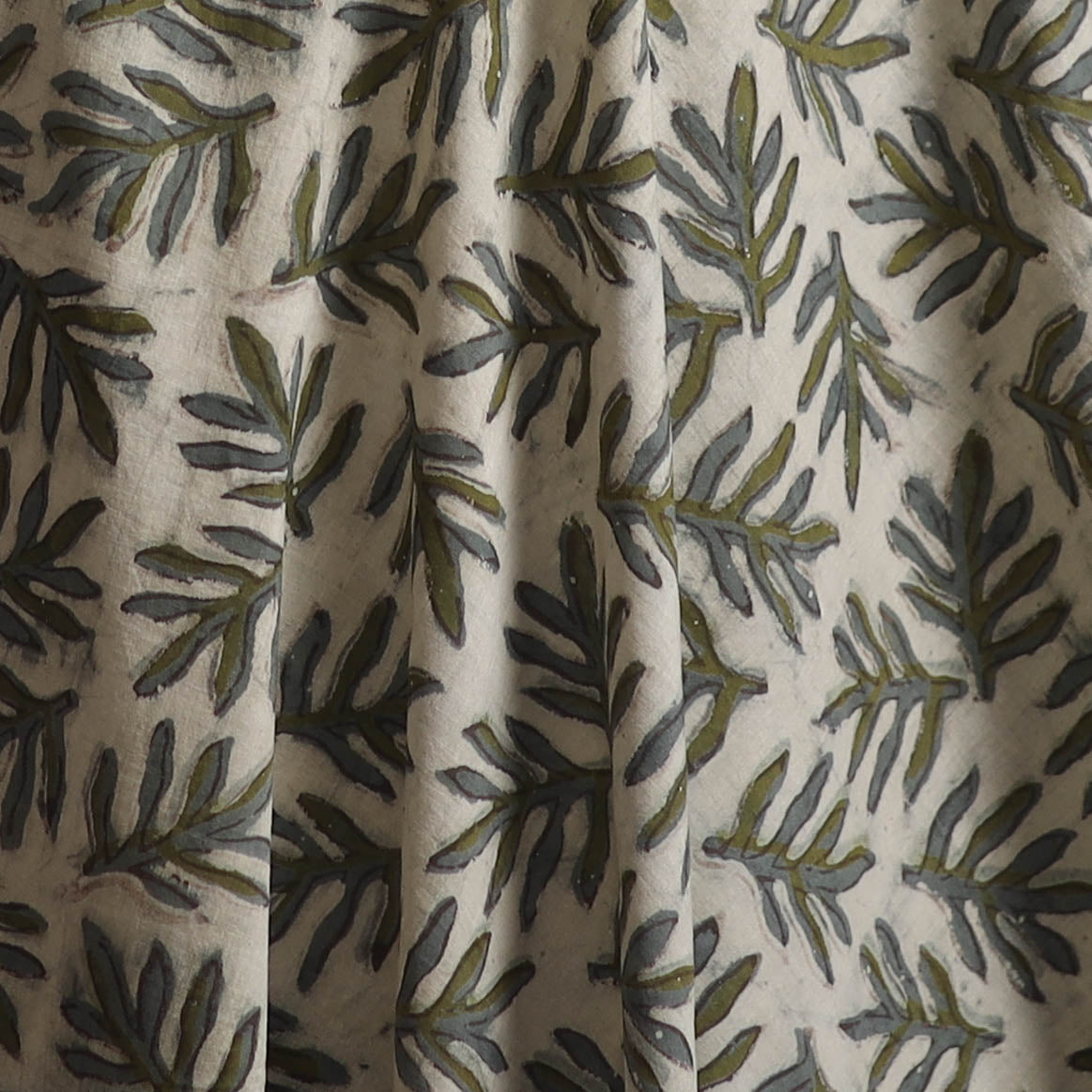 White - Ajrakh Vanaspati Hand Block Print Natural Dyed Cotton Fabric 14