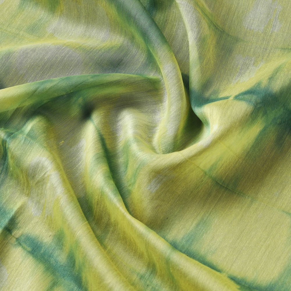 Green - Shibori Tie-Dye Chanderi Silk Handloom Fabric 01