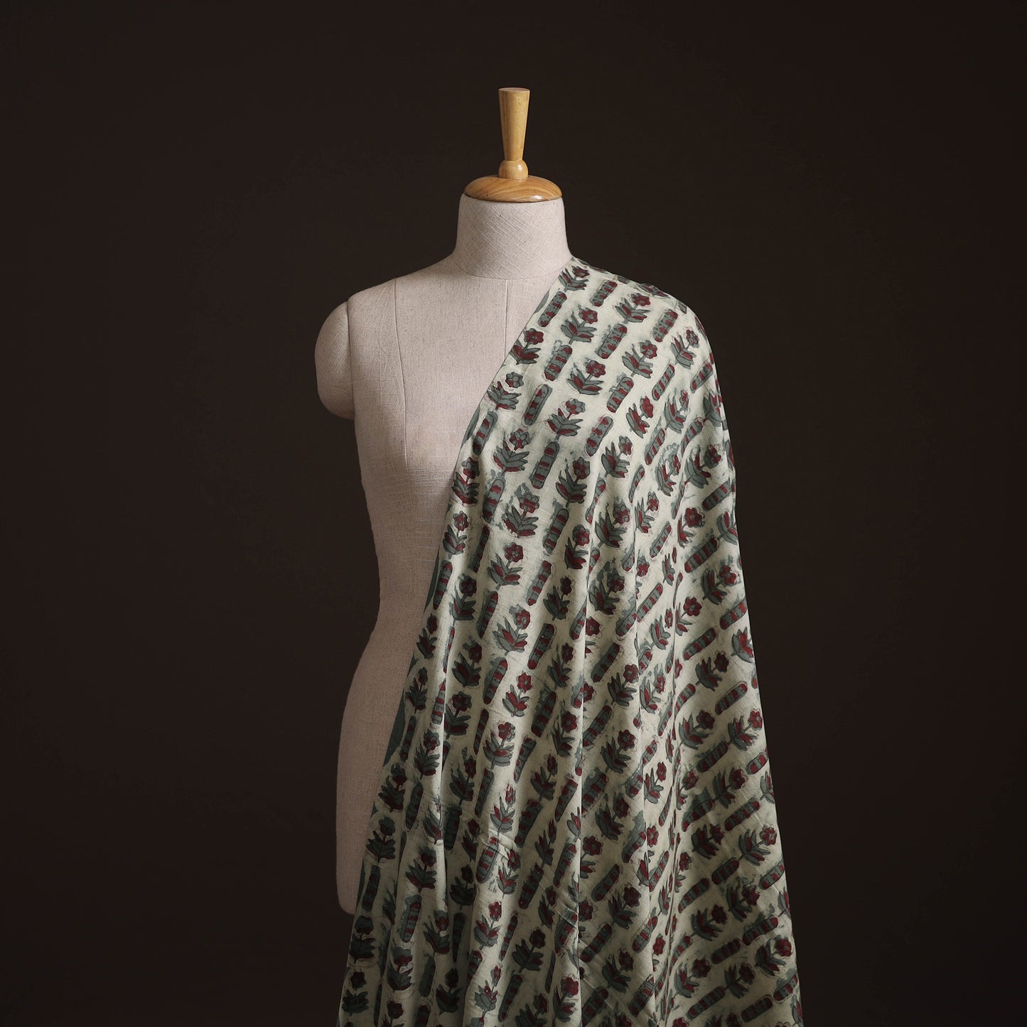 Ajrakh Vanaspati Hand Block Print Natural Dyed Cotton Fabric 15