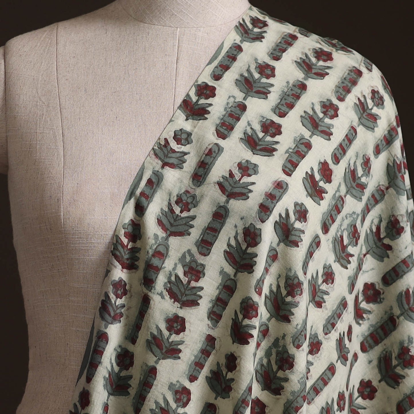 Ajrakh Vanaspati Hand Block Print Natural Dyed Cotton Fabric 15