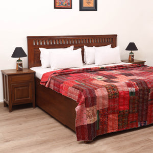 Red - Khambadiya Tagai Patchwork Quilt / Gudri / Blanket 08