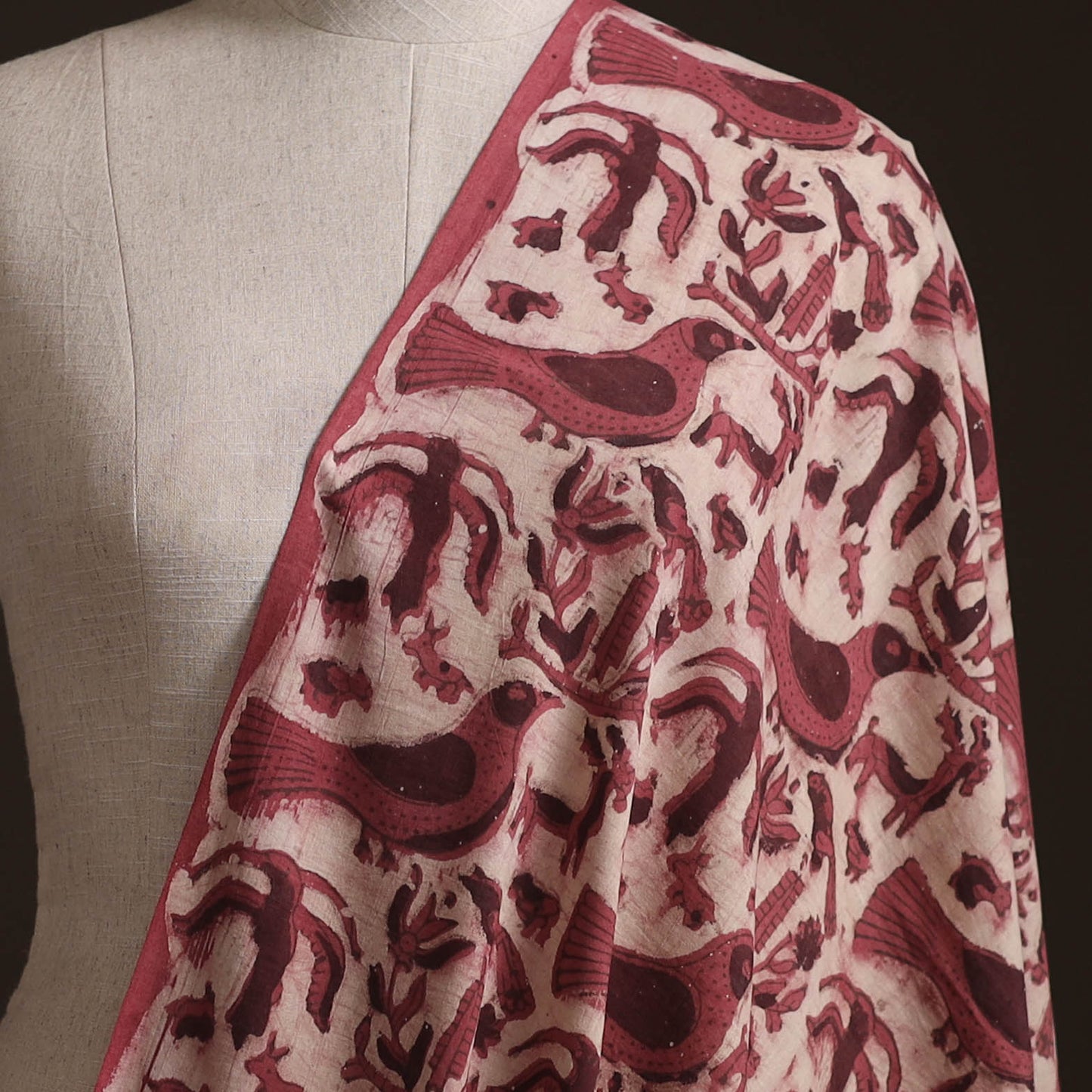 Maroon - Ajrakh Vanaspati Hand Block Print Natural Dyed Cotton Fabric 16
