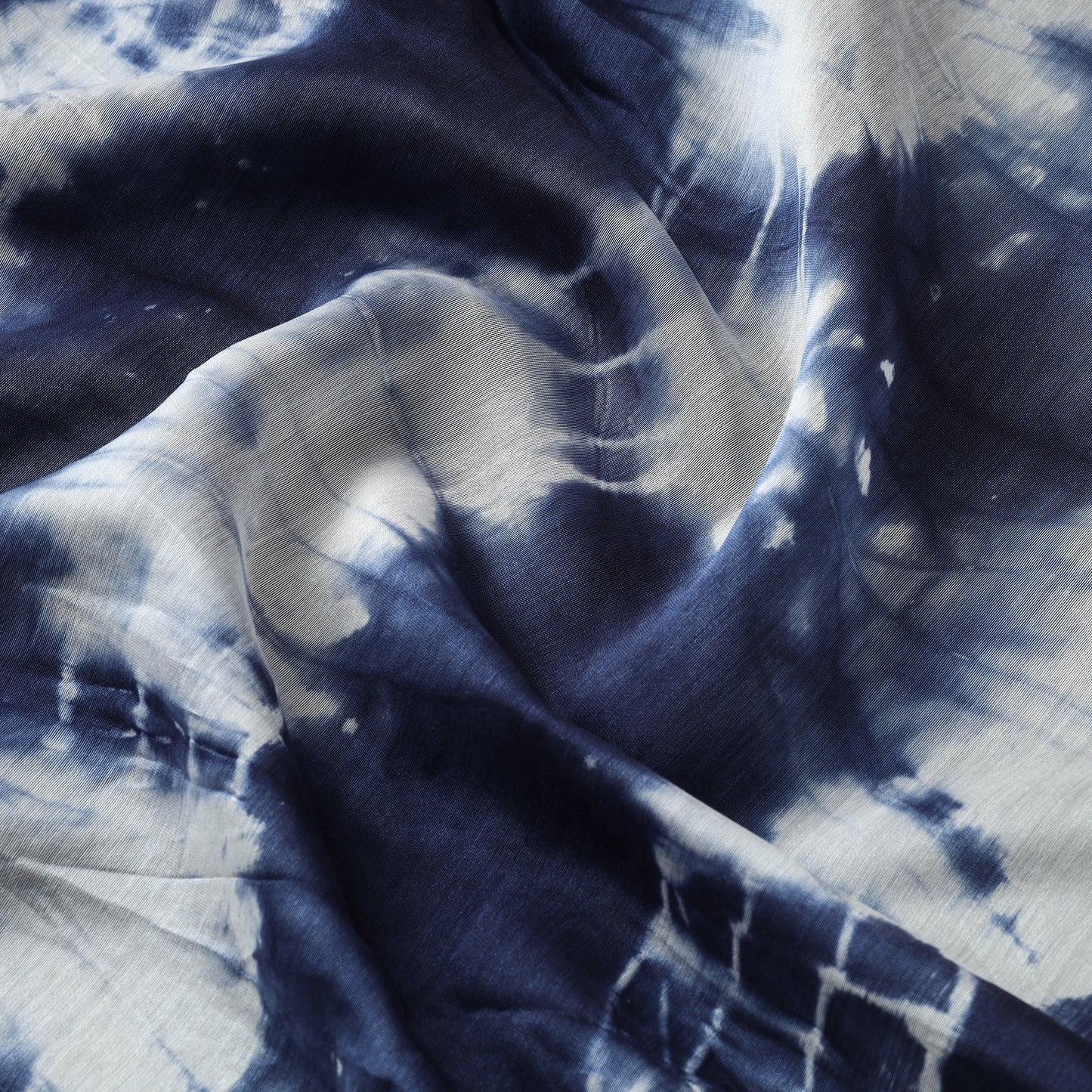 Blue - Shibori Tie-Dye Chanderi Silk Handloom Fabric