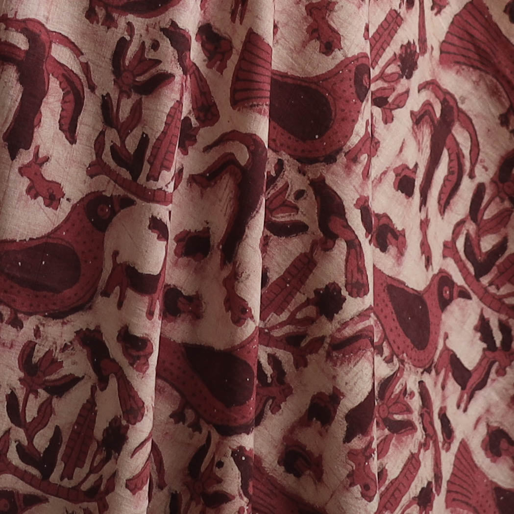 Maroon - Ajrakh Vanaspati Hand Block Print Natural Dyed Cotton Fabric 16