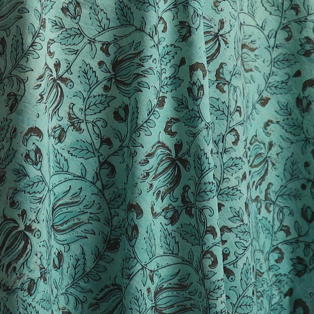 Blue - Ajrakh Vanaspati Hand Block Print Natural Dyed Cotton Fabric 18