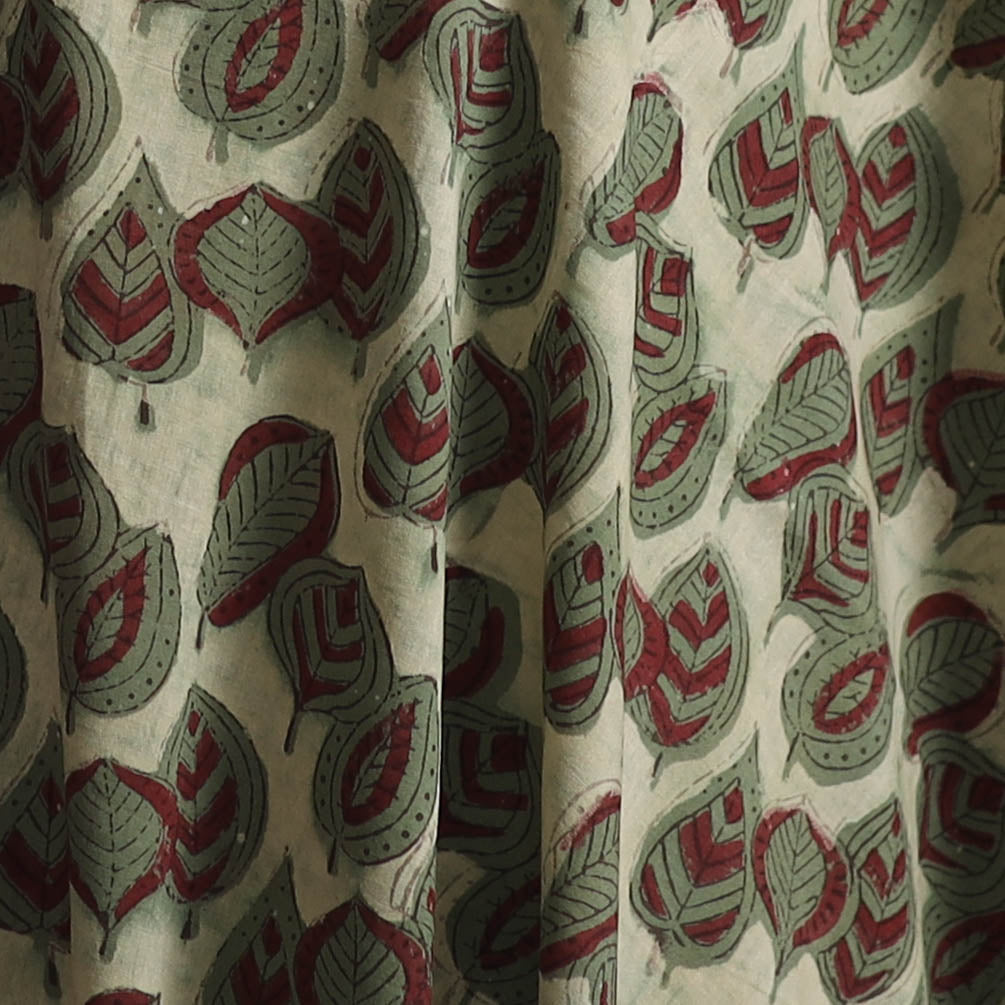 Green - Ajrakh Vanaspati Hand Block Print Natural Dyed Cotton Fabric 19