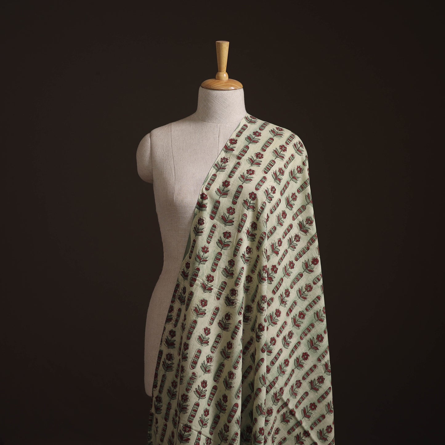 White - Ajrakh Vanaspati Hand Block Print Natural Dyed Cotton Fabric 20