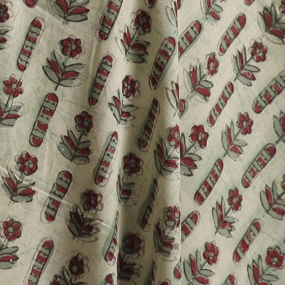 White - Ajrakh Vanaspati Hand Block Print Natural Dyed Cotton Fabric 20