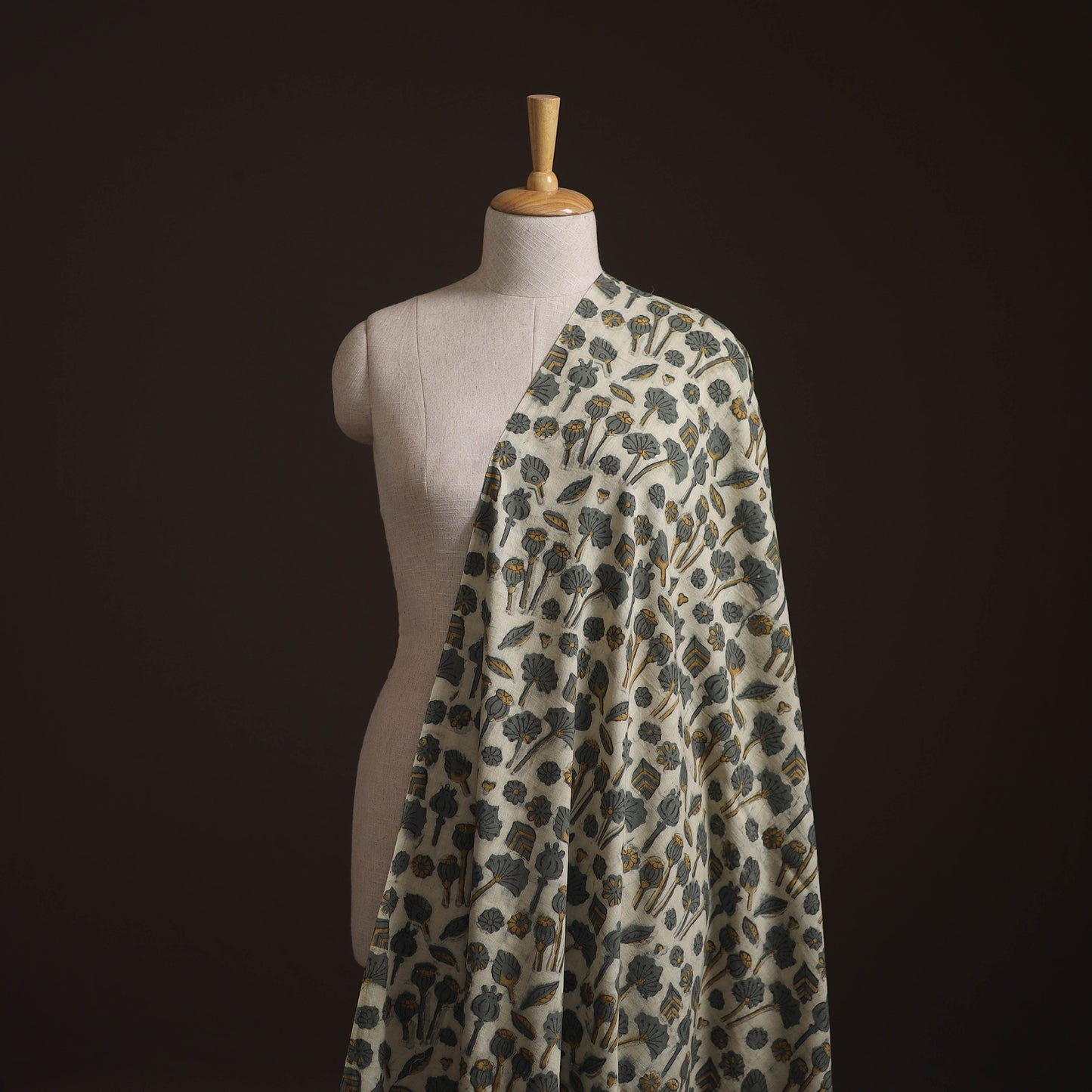 Green - Ajrakh Vanaspati Hand Block Print Natural Dyed Cotton Fabric 21