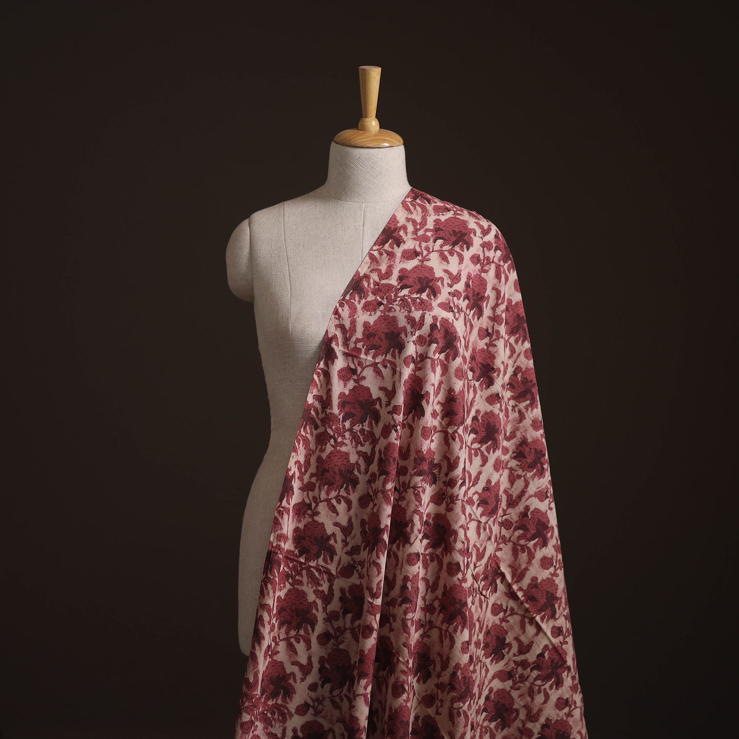Maroon - Ajrakh Vanaspati Hand Block Print Natural Dyed Cotton Fabric 23