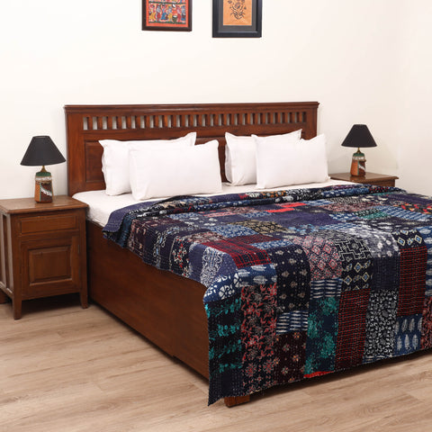 Blue - Khambadiya Tagai Patchwork Quilt / Gudri / Blanket 12