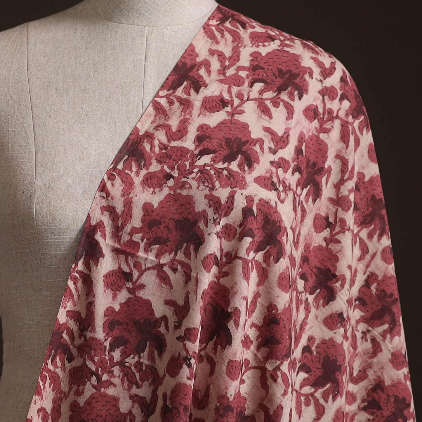 Maroon - Ajrakh Vanaspati Hand Block Print Natural Dyed Cotton Fabric 23
