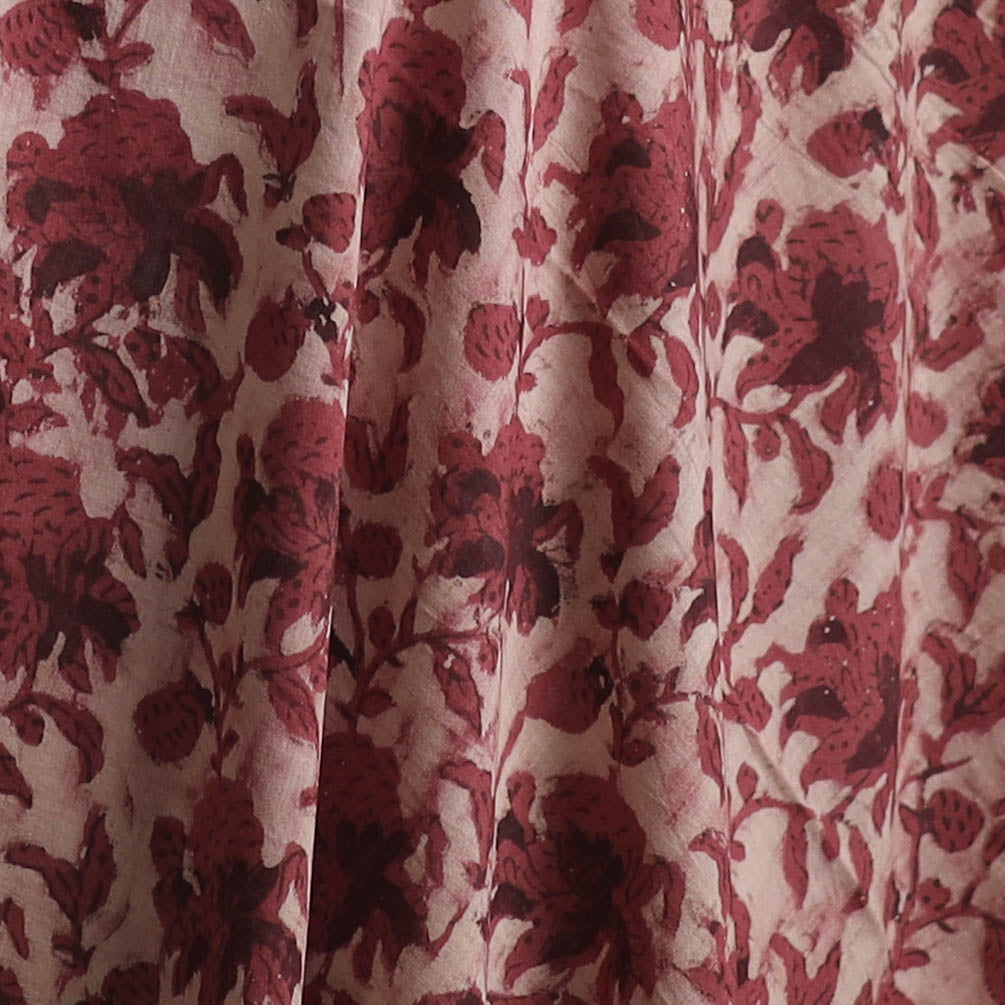Maroon - Ajrakh Vanaspati Hand Block Print Natural Dyed Cotton Fabric 23