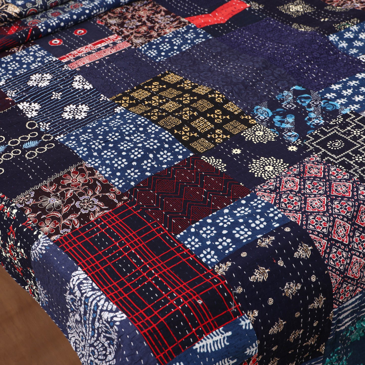 Blue - Khambadiya Tagai Patchwork Quilt / Gudri / Blanket 12