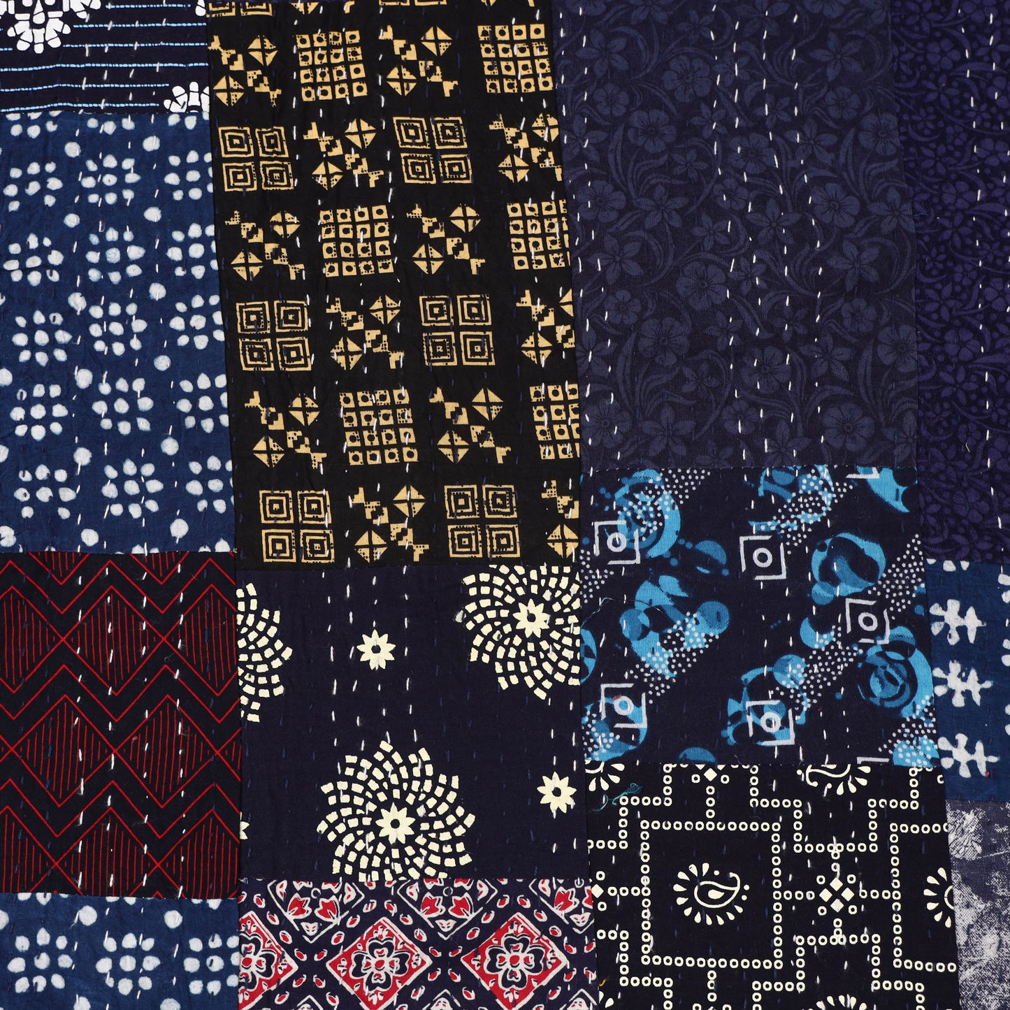 Blue - Khambadiya Tagai Patchwork Quilt / Gudri / Blanket 12