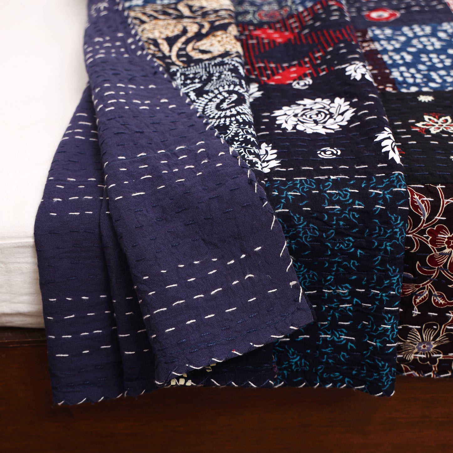 Blue - Khambadiya Tagai Patchwork Quilt / Gudri / Blanket 12