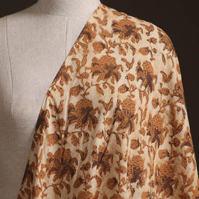 Beige - Ajrakh Vanaspati Hand Block Print Natural Dyed Cotton Fabric 24