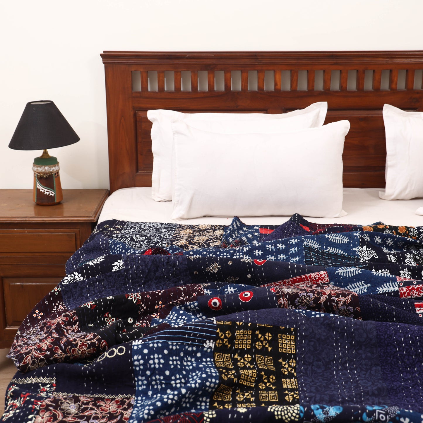 Blue - Khambadiya Tagai Patchwork Quilt / Gudri / Blanket 12